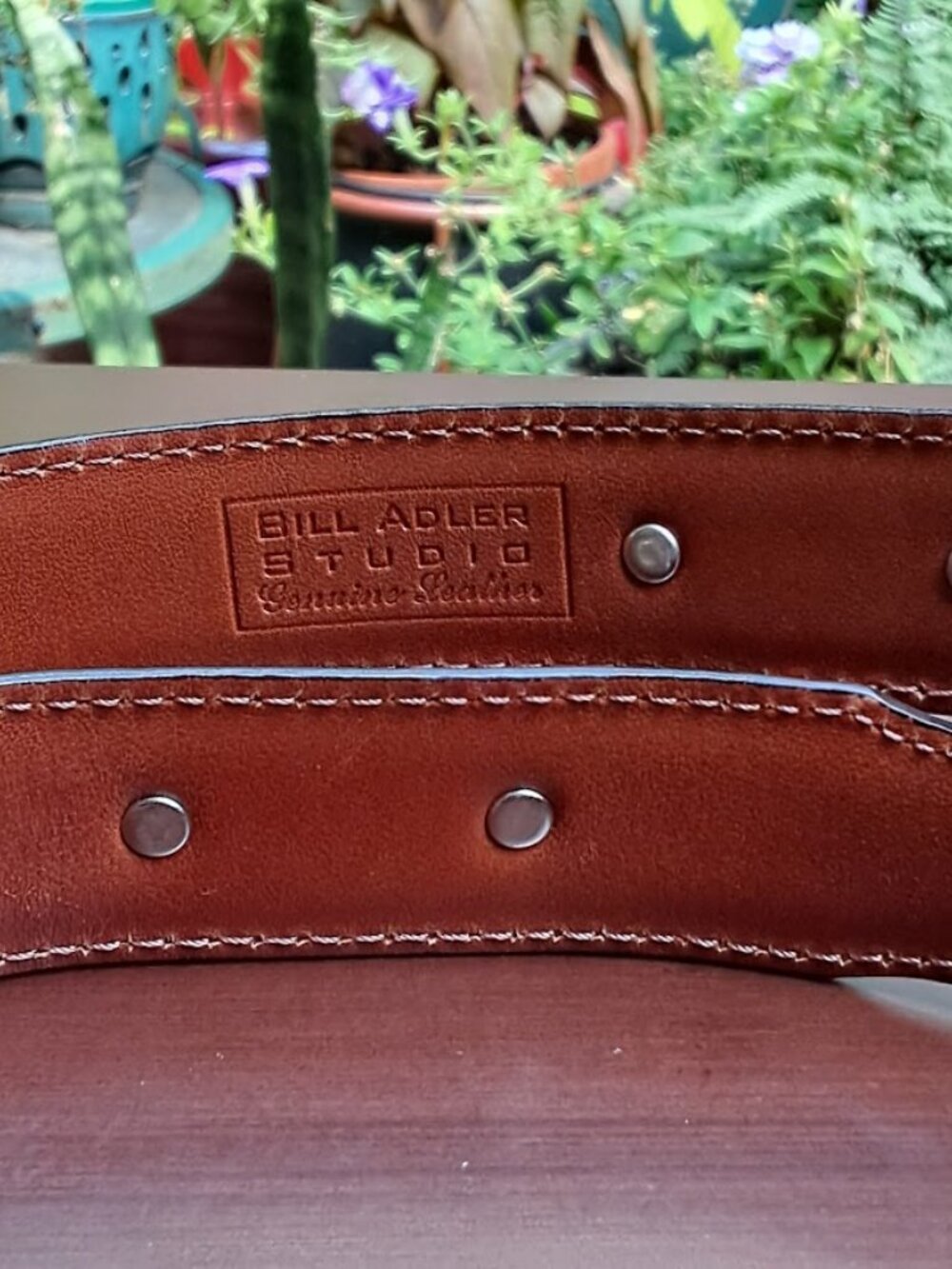 Bill Adler Studio Brown Western Belt Leather Belt Silver Conches Size 42 - Picture 6 of 7
